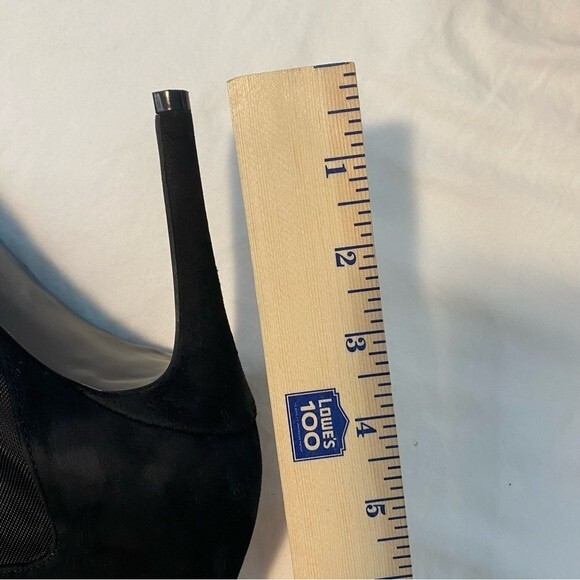 Guess Black Zipper Unique Sheer Net Suede Peep Toe Stiletto Heel Boot Shoe SZ9.5 - Picture 14 of 16